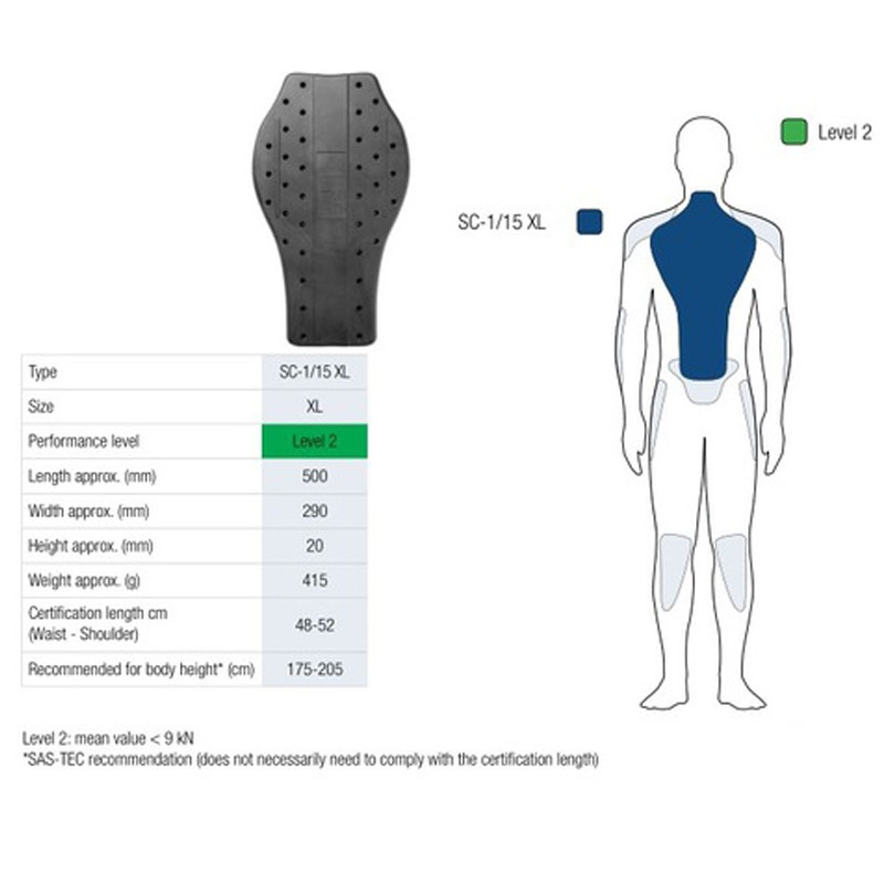 Protector dorsal Sas-Tec Level 2 SC-1/15 negro