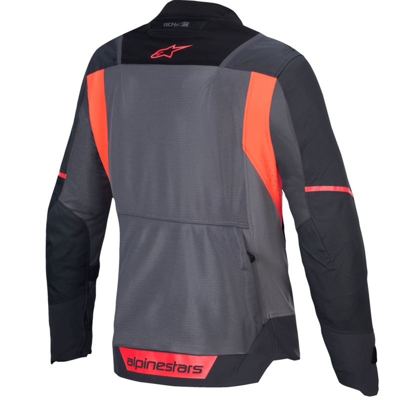 Chaqueta de moto para mujer Alpinestars Stella ST-2 Air en gris-gris oscuro-coral fluorescente