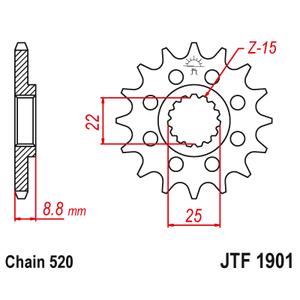 Řetězové kolečko JT 14 zubů, 520