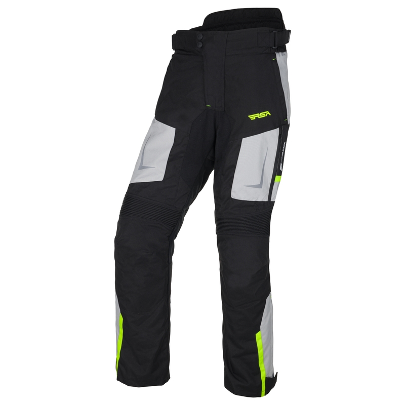 Pantalones cortos de moto RSA EXO 2 en negro, gris y amarillo fluorescente