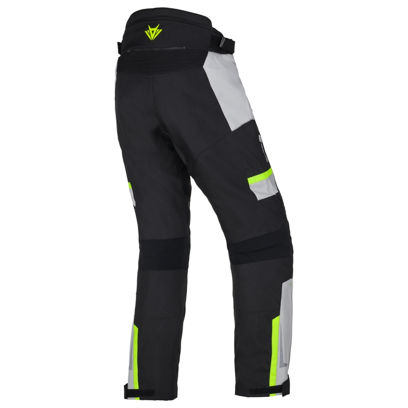 Pantalones cortos de moto RSA EXO 2 en negro, gris y amarillo fluorescente
