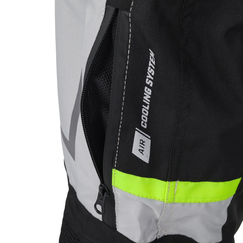 Pantalones cortos de moto RSA EXO 2 en negro, gris y amarillo fluorescente