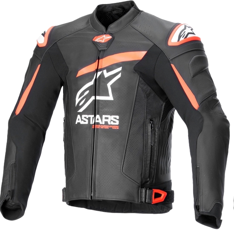 Chaqueta de cuero Alpinestars GP plus R 4 Airflow Negro-Rojo Flúor-Blanco