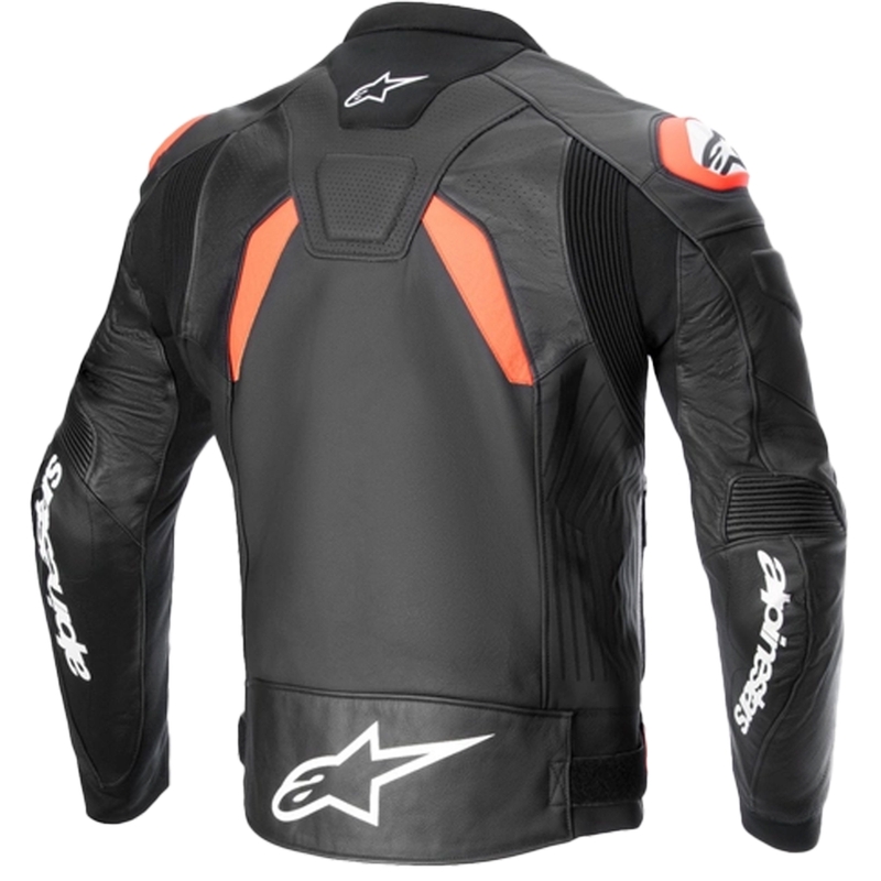 Chaqueta de cuero Alpinestars GP plus R 4 Airflow Negro-Rojo Flúor-Blanco