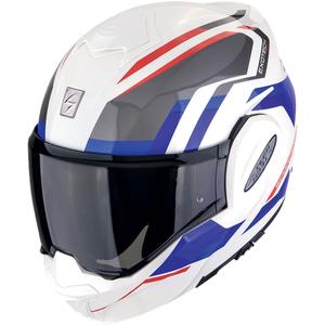Casco de moto plegable Scorpion EXO-TECH EVO FURIO blanco-rojo-azul