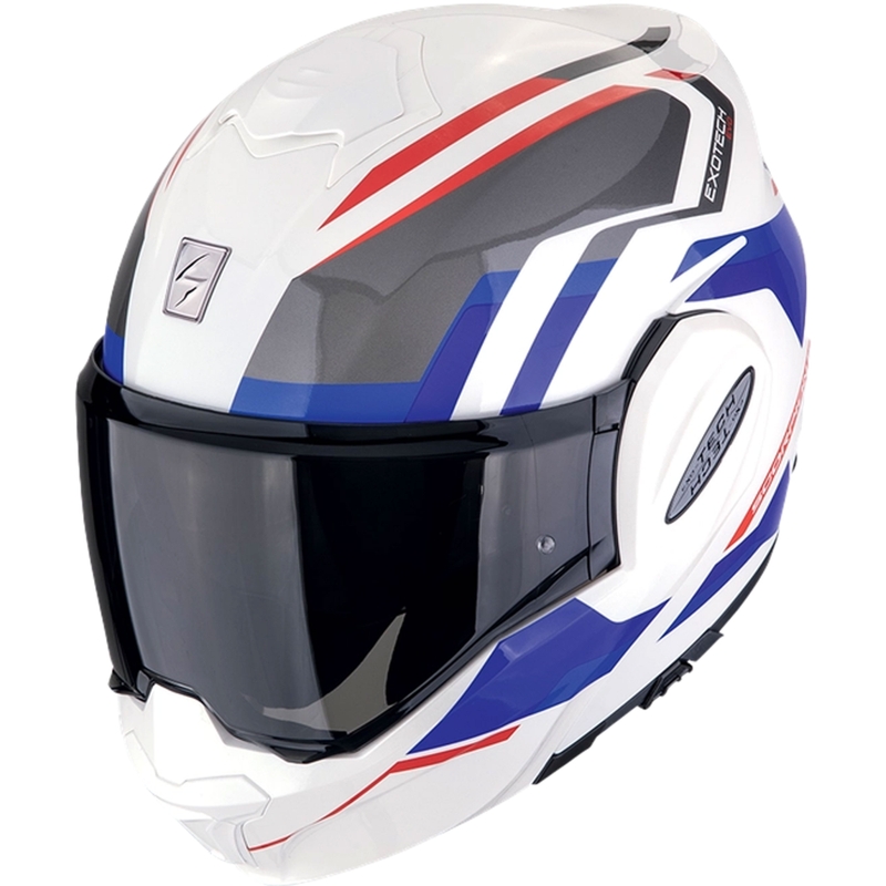 Casco de moto plegable Scorpion EXO-TECH EVO FURIO blanco-rojo-azul