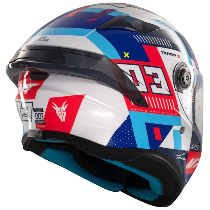 Casco integral de moto MT Targo S SERGIO GARCIA azul-rojo-blanco