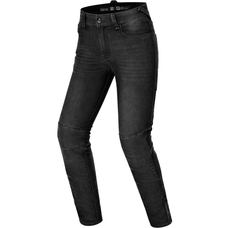 Vaqueros de moto Shima Ridge negros de corte extendido para mujer