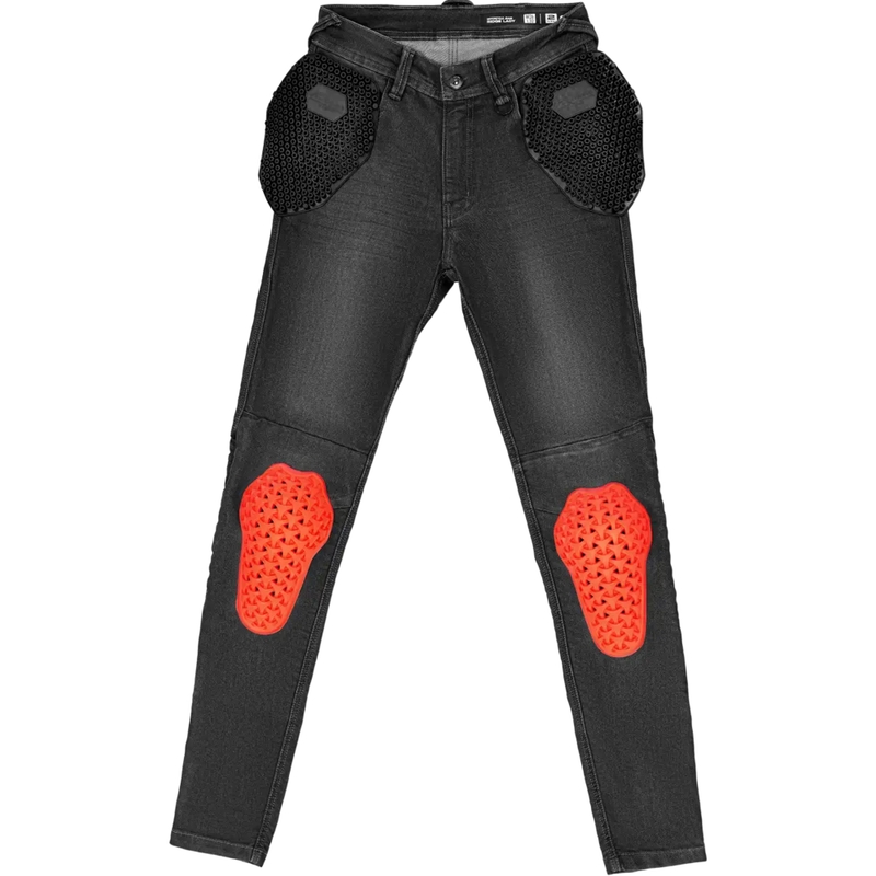 Vaqueros de moto Shima Ridge negros de corte extendido para mujer