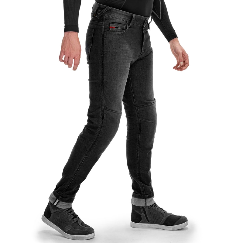 Vaqueros negros de moto Shima Ridge con corte extendido