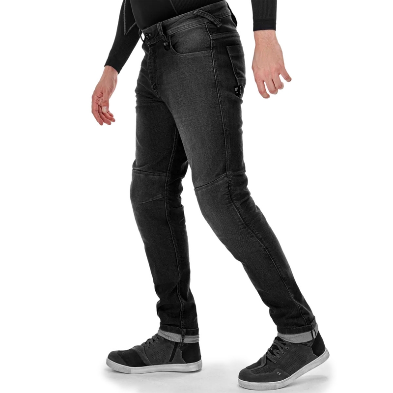 Vaqueros negros de moto Shima Ridge con corte extendido