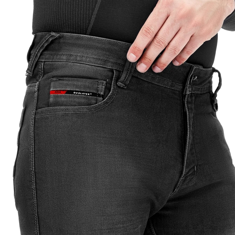 Vaqueros negros de moto Shima Ridge con corte extendido