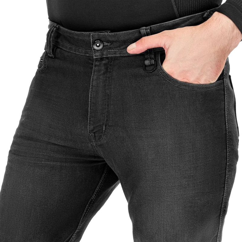 Vaqueros negros de moto Shima Ridge con corte extendido