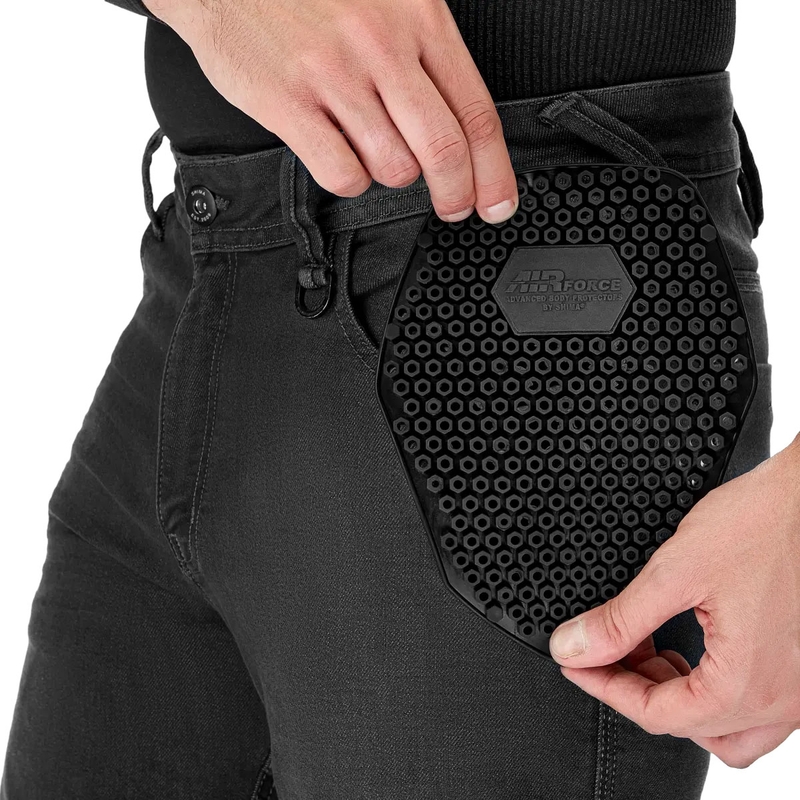 Vaqueros negros de moto Shima Ridge con corte extendido