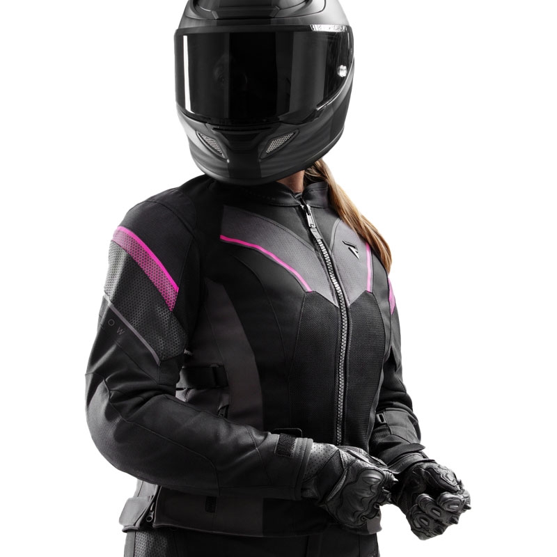 Chaqueta de moto para mujer Rebelhorn Hiflow V Negro-Gris-Rosa