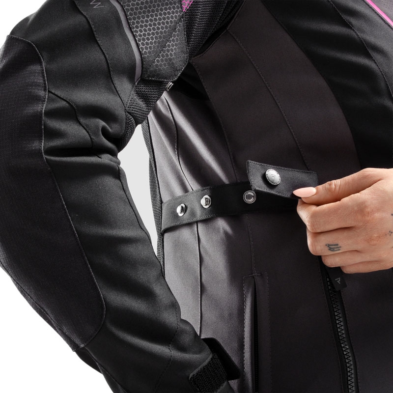 Chaqueta de moto para mujer Rebelhorn Hiflow V Negro-Gris-Rosa