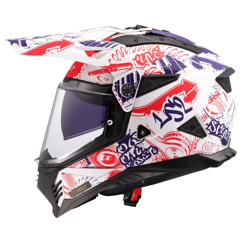 Casco de moto enduro LS2 MX702 Pioneer II Fantasy blanco-rojo-azul