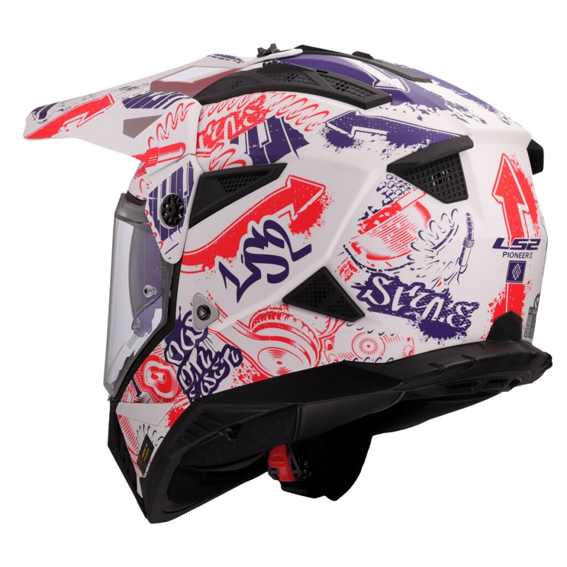 Casco de moto enduro LS2 MX702 Pioneer II Fantasy blanco-rojo-azul