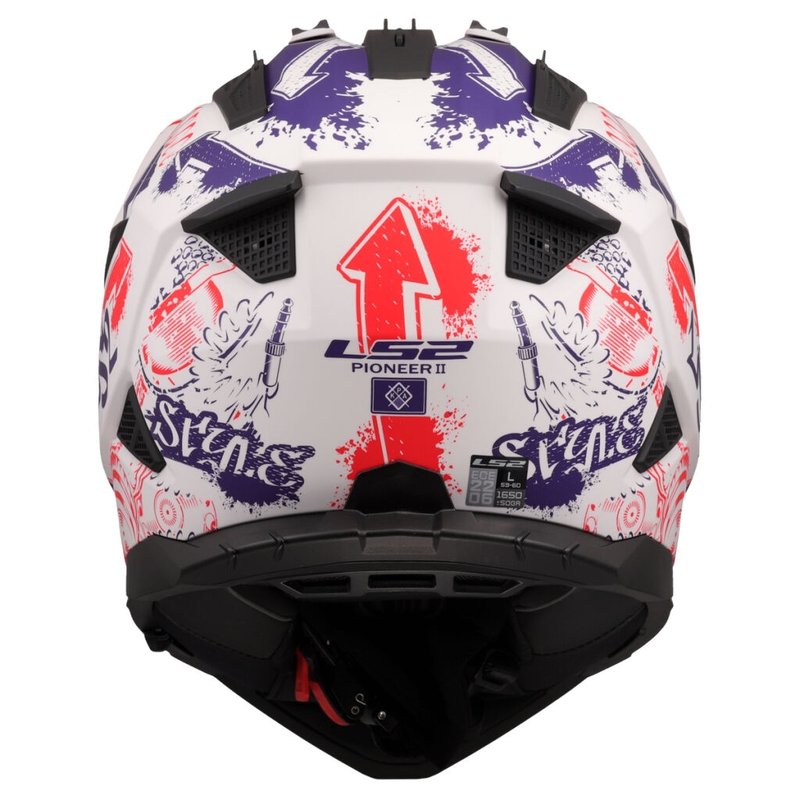 Casco de moto enduro LS2 MX702 Pioneer II Fantasy blanco-rojo-azul
