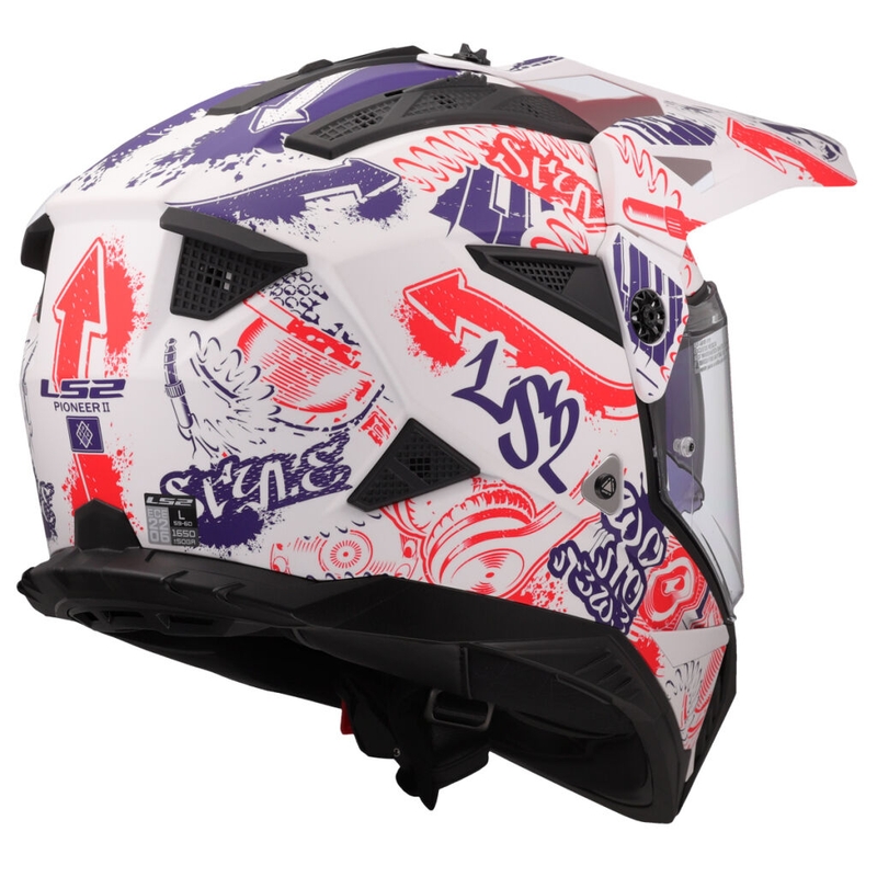 Casco de moto enduro LS2 MX702 Pioneer II Fantasy blanco-rojo-azul
