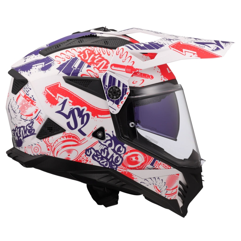 Casco de moto enduro LS2 MX702 Pioneer II Fantasy blanco-rojo-azul