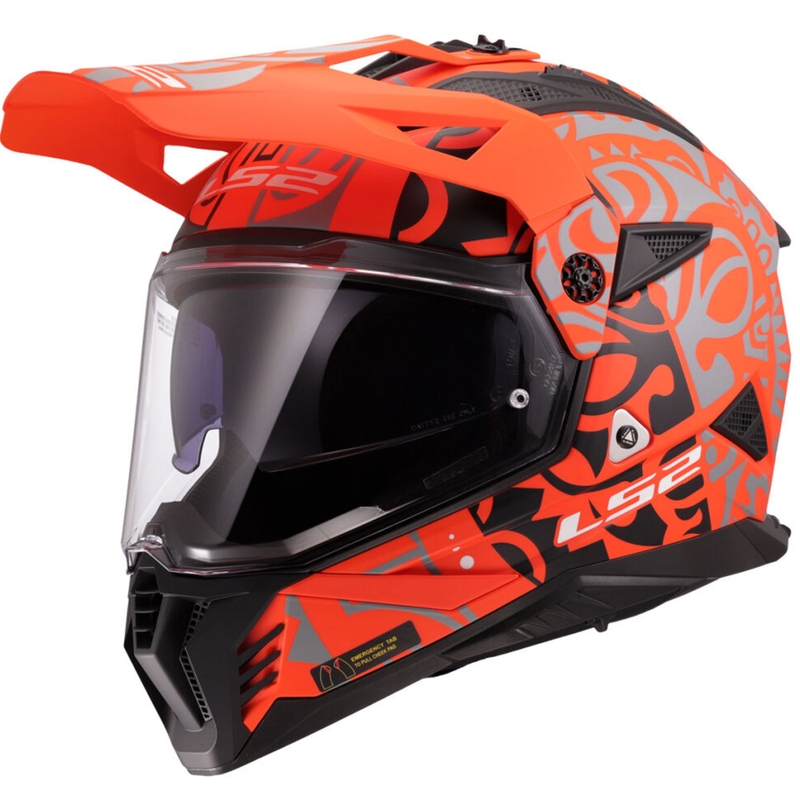Casco de moto enduro LS2 MX702 Pioneer II Rangi naranja