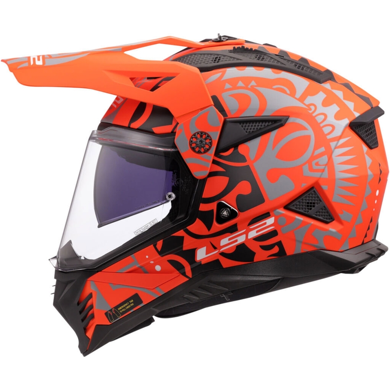 Casco de moto enduro LS2 MX702 Pioneer II Rangi naranja