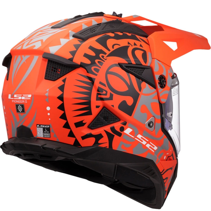 Casco de moto enduro LS2 MX702 Pioneer II Rangi naranja