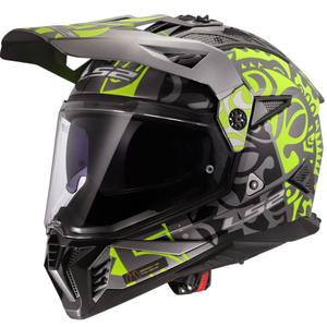 Casco de moto enduro LS2 MX702 Pioneer II Rangi amarillo fluo