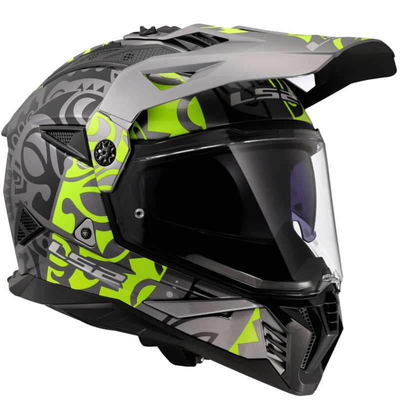 Casco de moto enduro LS2 MX702 Pioneer II Rangi amarillo fluo