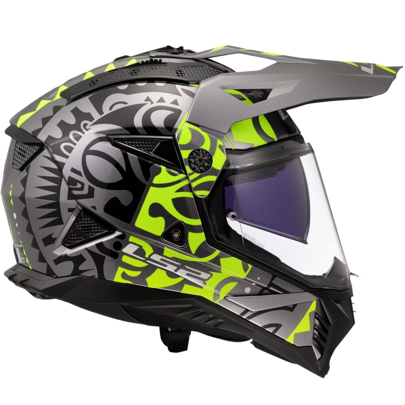 Casco de moto enduro LS2 MX702 Pioneer II Rangi amarillo fluo