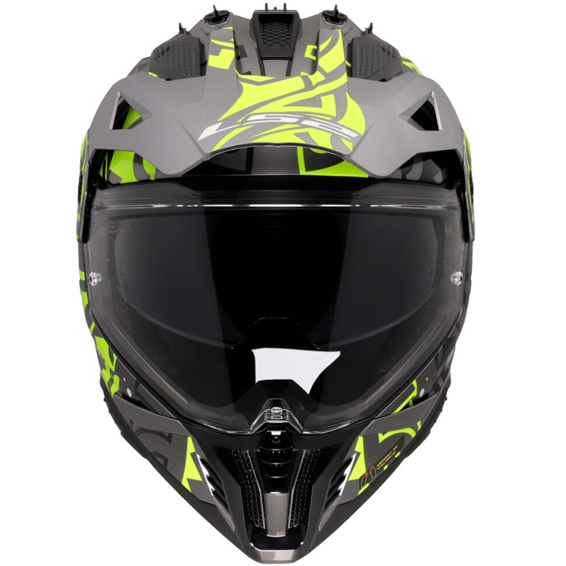 Casco de moto enduro LS2 MX702 Pioneer II Rangi amarillo fluo
