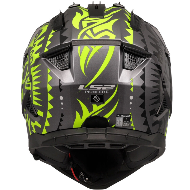 Casco de moto enduro LS2 MX702 Pioneer II Rangi amarillo fluo