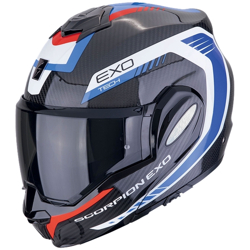 Casco de moto plegable Scorpion EXO-TECH EVO CARBON COSY negro-azul-rojo
