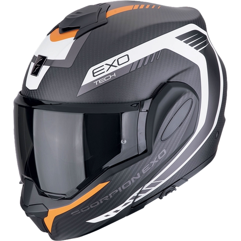 Casco de moto plegable Scorpion EXO-TECH EVO CARBON COSY negro-naranja mate