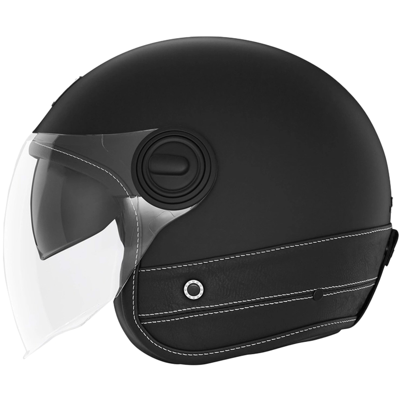 Casco de moto abierto NOX PREMIUM Heritage cuero negro
