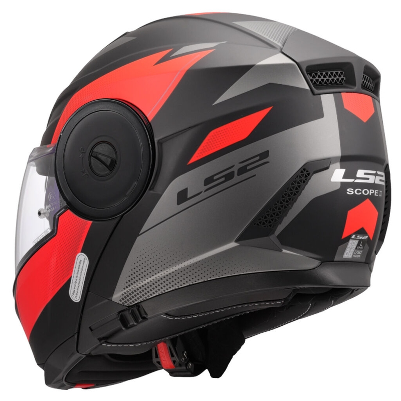 Casco de moto abatible LS2 FF902 Scope II Duria negro-rojo