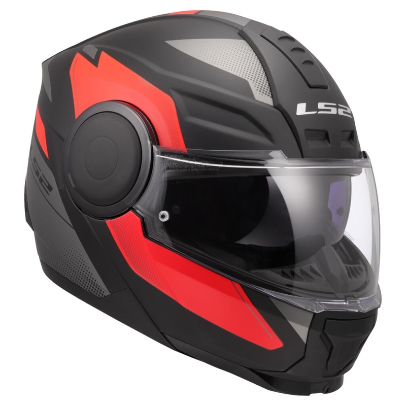 Casco de moto abatible LS2 FF902 Scope II Duria negro-rojo
