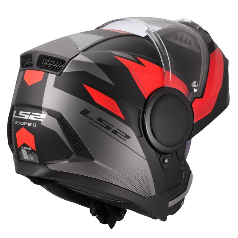 Casco de moto abatible LS2 FF902 Scope II Duria negro-rojo