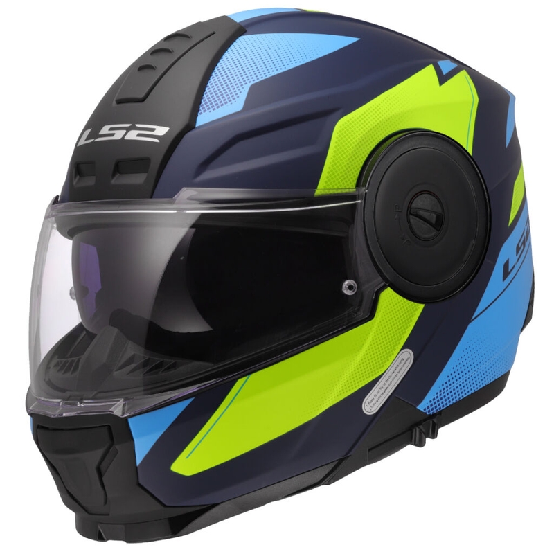 Casco de moto abatible LS2 FF902 Scope II Duria azul-amarillo fluo