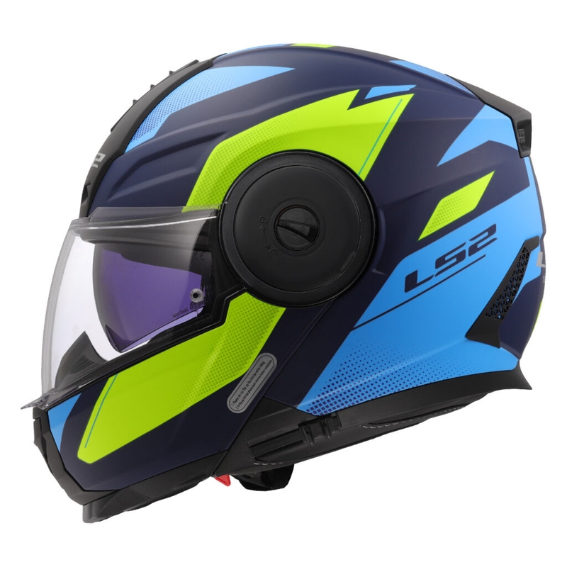 Casco de moto abatible LS2 FF902 Scope II Duria azul-amarillo fluo