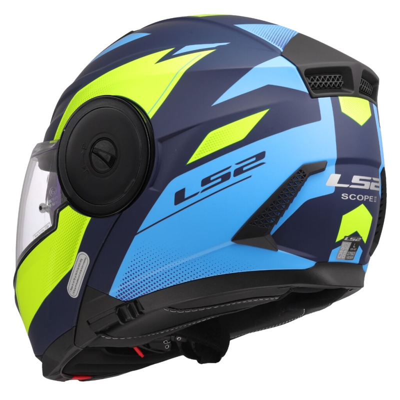 Casco de moto abatible LS2 FF902 Scope II Duria azul-amarillo fluo