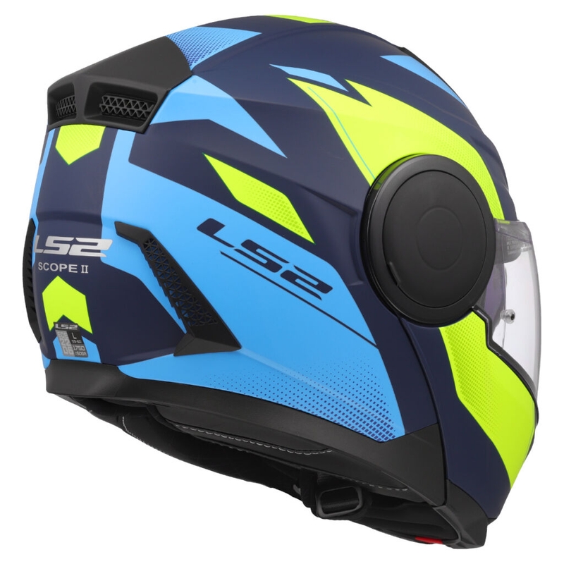Casco de moto abatible LS2 FF902 Scope II Duria azul-amarillo fluo