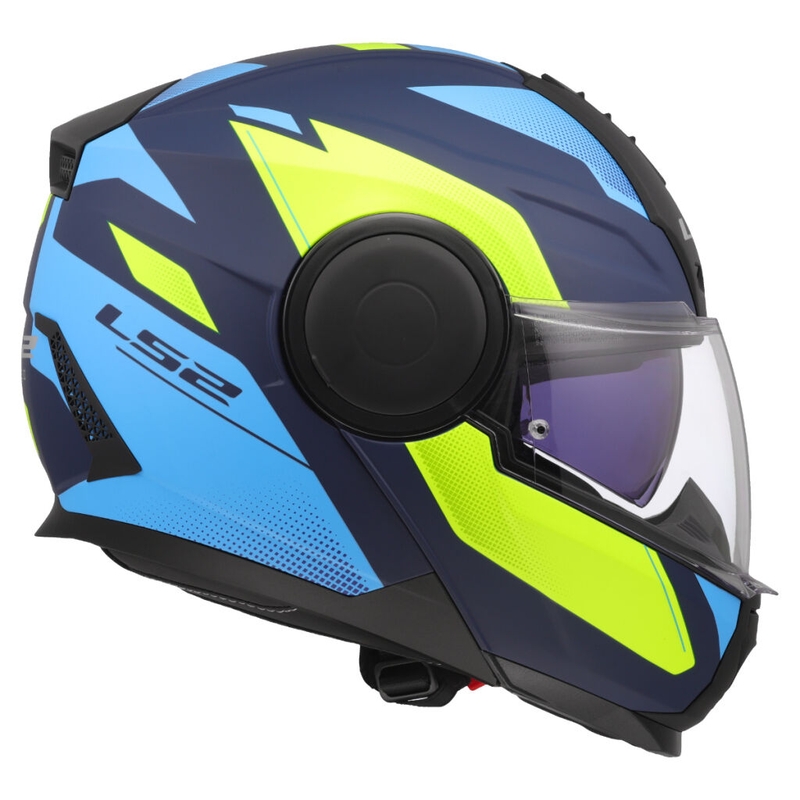Casco de moto abatible LS2 FF902 Scope II Duria azul-amarillo fluo
