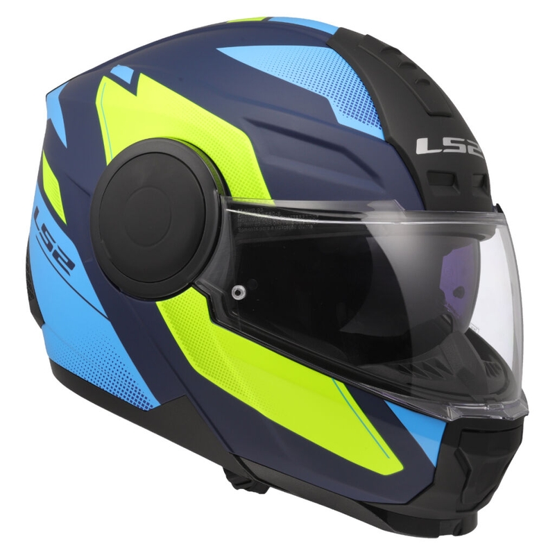 Casco de moto abatible LS2 FF902 Scope II Duria azul-amarillo fluo