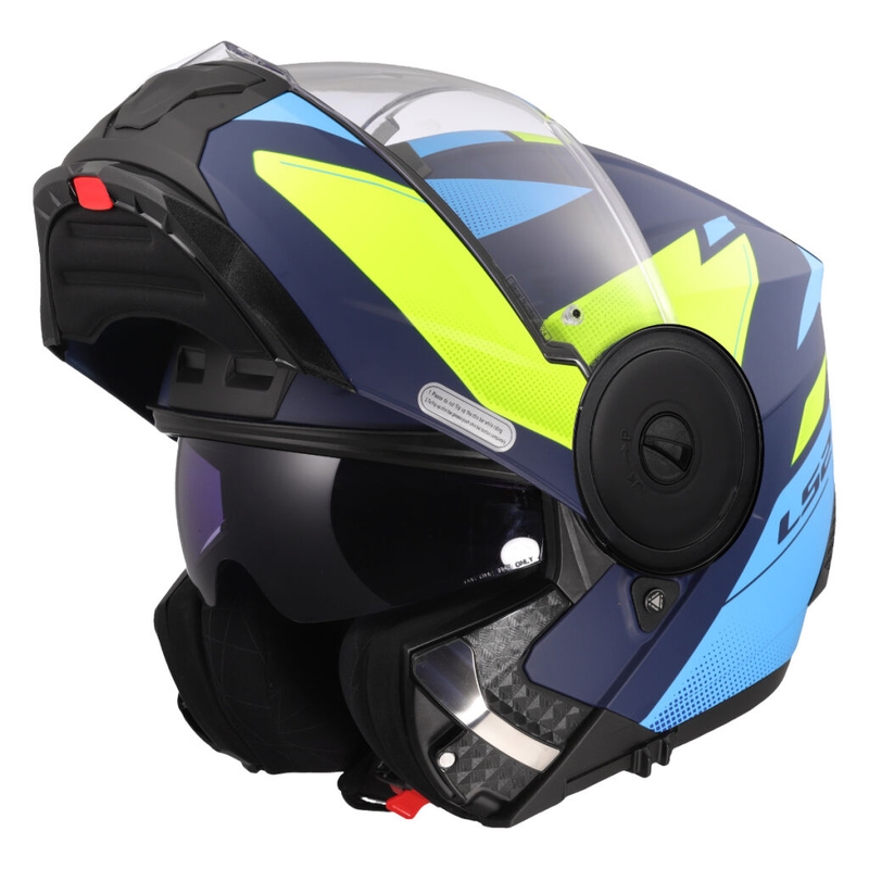 Casco de moto abatible LS2 FF902 Scope II Duria azul-amarillo fluo