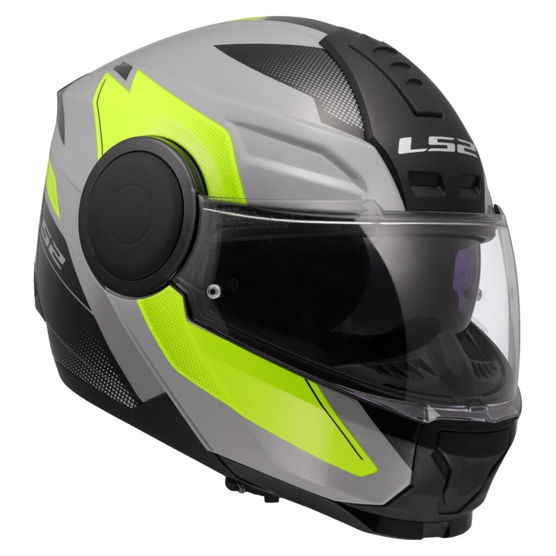 Casco de moto abatible LS2 FF902 Scope II Duria gris-amarillo fluo