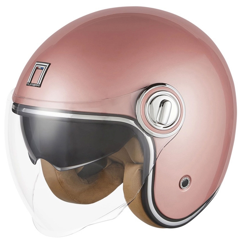 Casco de moto abierto NOX PREMIUM Heritage oro rosa
