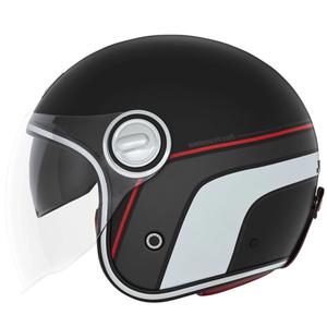 Casco de moto abierto NOX PREMIUM Heritage mate negro-rojo-blanco