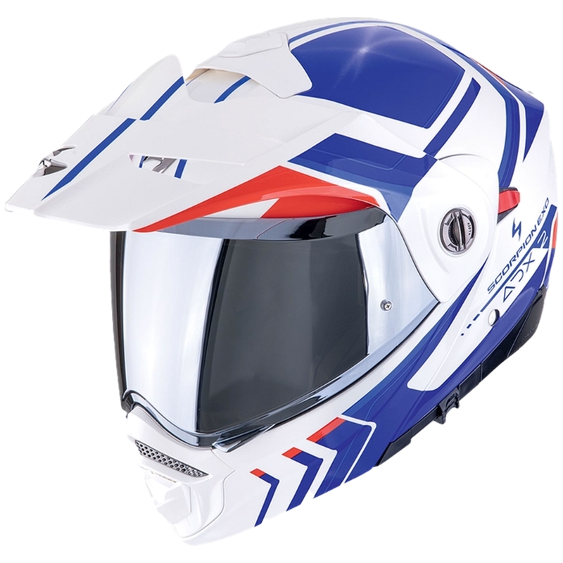 Casco de moto abatible Scorpion ADX-2 LEWIS blanco-azul-rojo